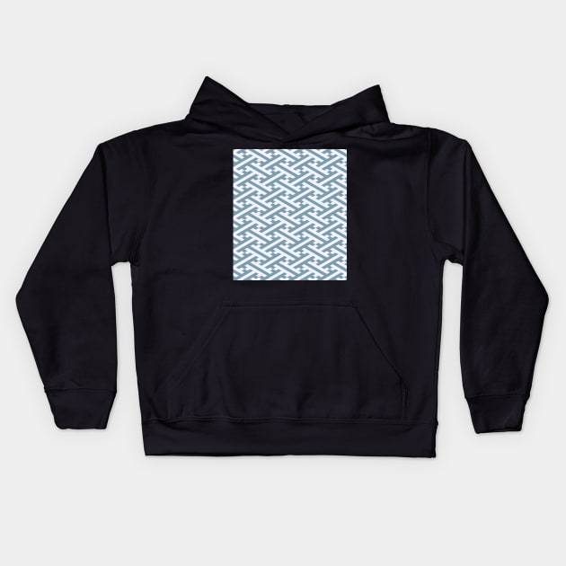 Blue Sayagata Japanese Pattern Kids Hoodie by diffrances